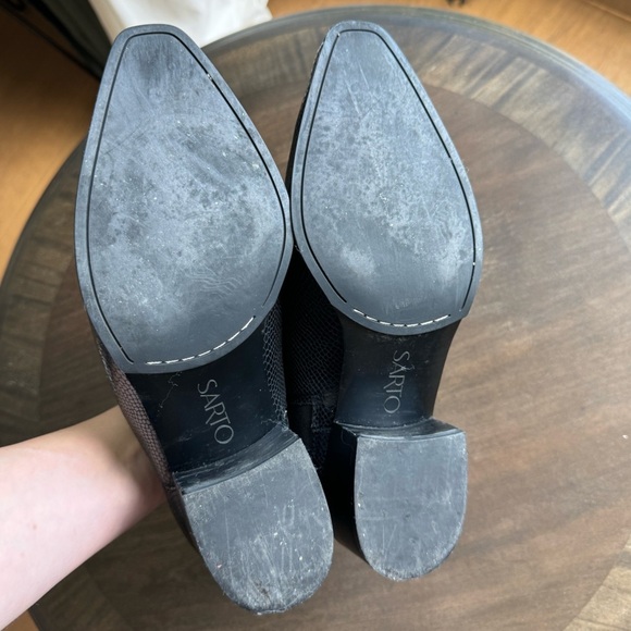 Franco Sarto Black Leather Ashbury Heeled Booties - Ladies Size 7 - EUC - Picture 7 of 8